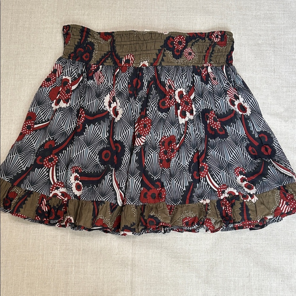 Anthropologie Letmebe Skirt Women’s XL Elastic Waist Floral Bow Ruffle Mini - Picture 12 of 14